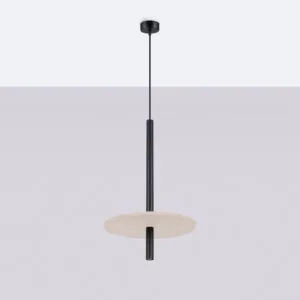 Feltro Felt Disc Pendant Light - Black / Natural Bedroom Pendant Lights Great Lighting UK Ltd