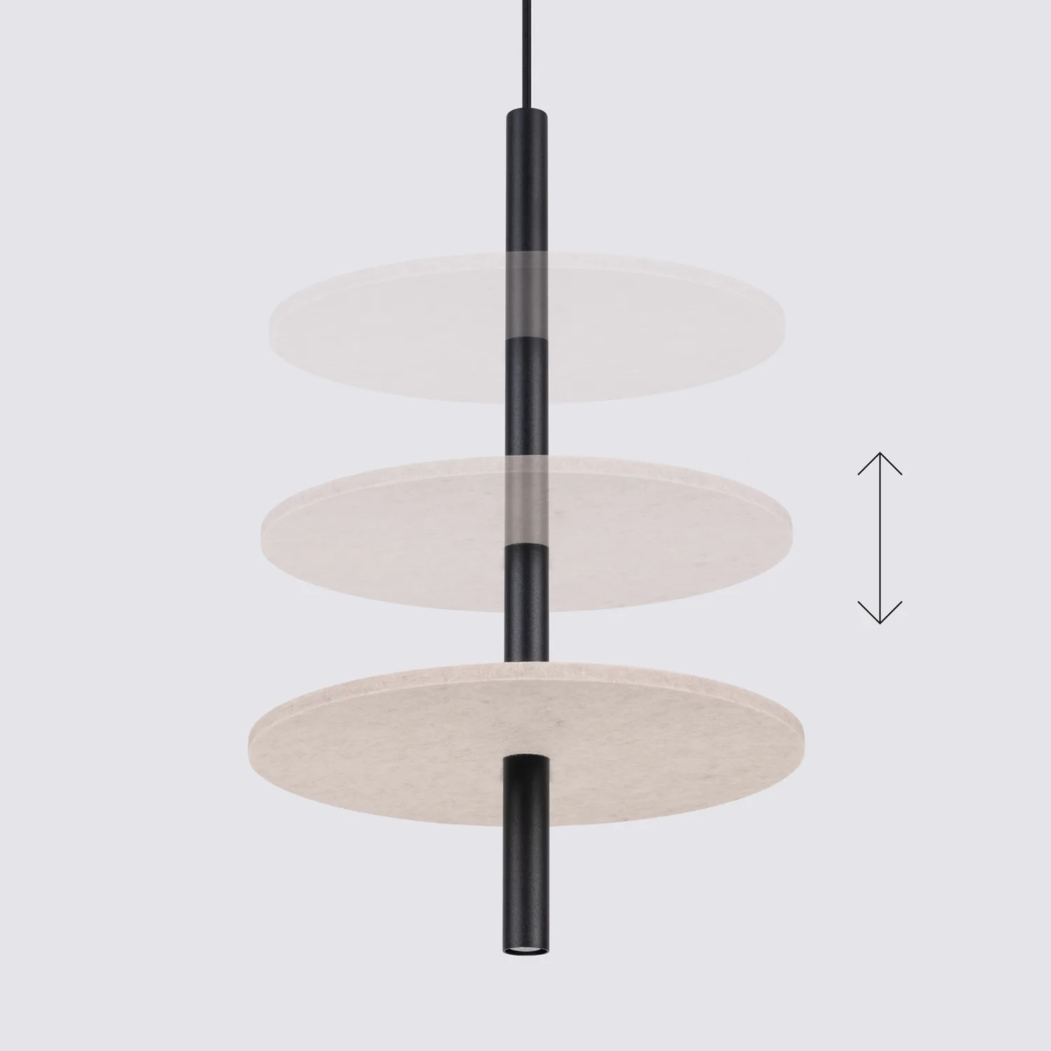 Feltro Felt Disc Pendant Light - Black / Natural Bedroom Pendant Lights Great Lighting UK Ltd
