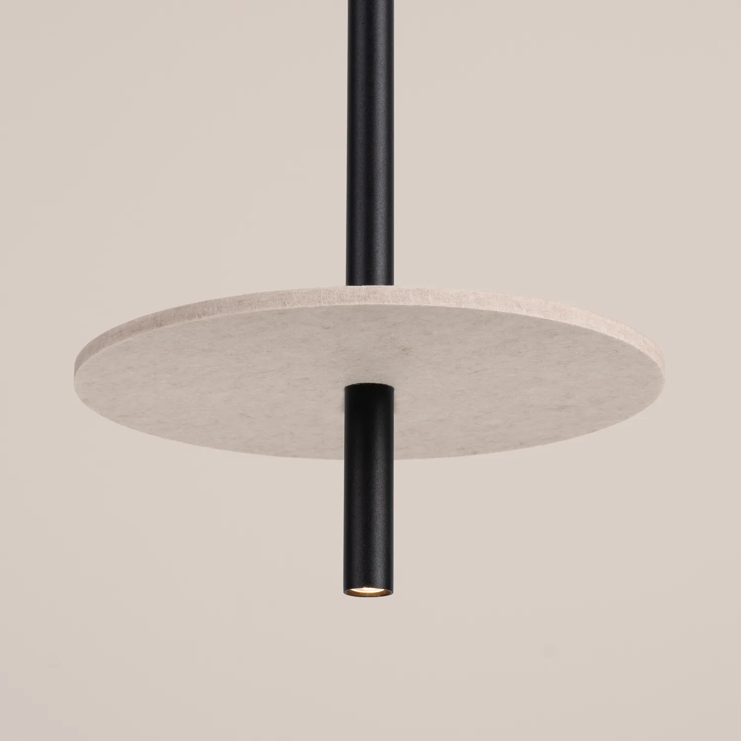 Feltro Felt Disc Pendant Light - Black / Natural Bedroom Pendant Lights Great Lighting UK Ltd