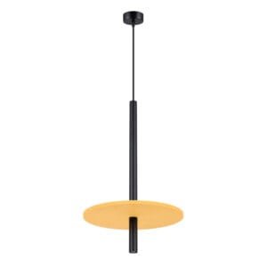 Feltro Felt Disc Pendant Light - Black / Yellow Coloured Pendant Lights Great Lighting UK Ltd