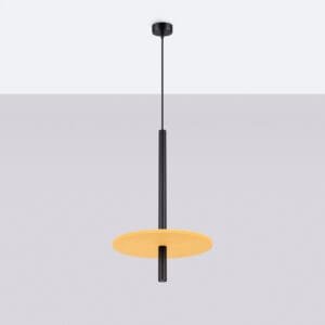 Feltro Felt Disc Pendant Light - Black / Yellow Coloured Pendant Lights Great Lighting UK Ltd