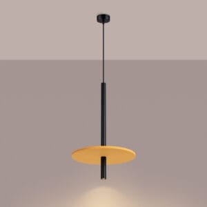 Feltro Felt Disc Pendant Light - Black / Yellow Coloured Pendant Lights Great Lighting UK Ltd