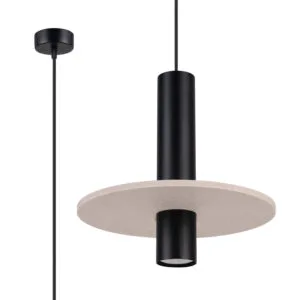Pelta Felt Disc Pendant Light - Black / Natural Uncategorized Great Lighting UK Ltd