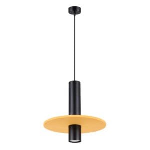 Pelta Felt Disc Pendant Light - Black / Yellow Coloured Ceiling Lights Great Lighting UK Ltd