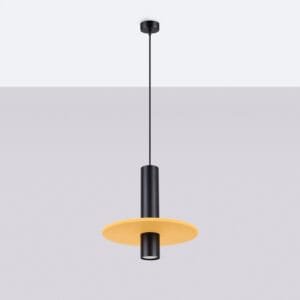 Pelta Felt Disc Pendant Light - Black / Yellow Coloured Ceiling Lights Great Lighting UK Ltd