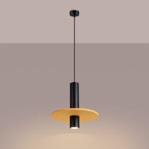 Pelta Felt Disc Pendant Light - Black / Yellow Coloured Ceiling Lights Great Lighting UK Ltd