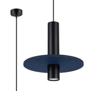 Pelta Felt Disc Pendant Light - Black / Navy Bedroom Pendant Lights Great Lighting UK Ltd