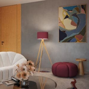 Natt Tripod Floor Light - Burgundy Uncategorized Great Lighting UK Ltd