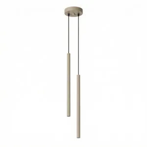 Pastelo Twin Cylinder Pendant Light - Taupe Cylinder & Pendant Clusters Great Lighting UK Ltd