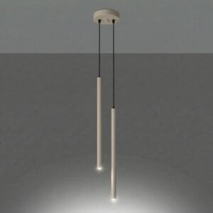 Pastelo Twin Cylinder Pendant Light - Taupe Uncategorized Great Lighting UK Ltd