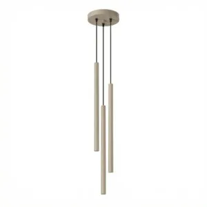 Pastelo 3-Light Cylinder Pendant Cluster - Taupe Cylinder & Pendant Clusters Great Lighting UK Ltd