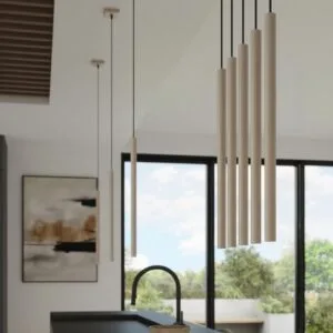 Pastelo 3-Light Cylinder Pendant Cluster - Taupe Cylinder & Pendant Clusters Great Lighting UK Ltd