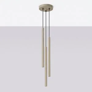 Pastelo 3-Light Cylinder Pendant Cluster - Taupe Cylinder & Pendant Clusters Great Lighting UK Ltd