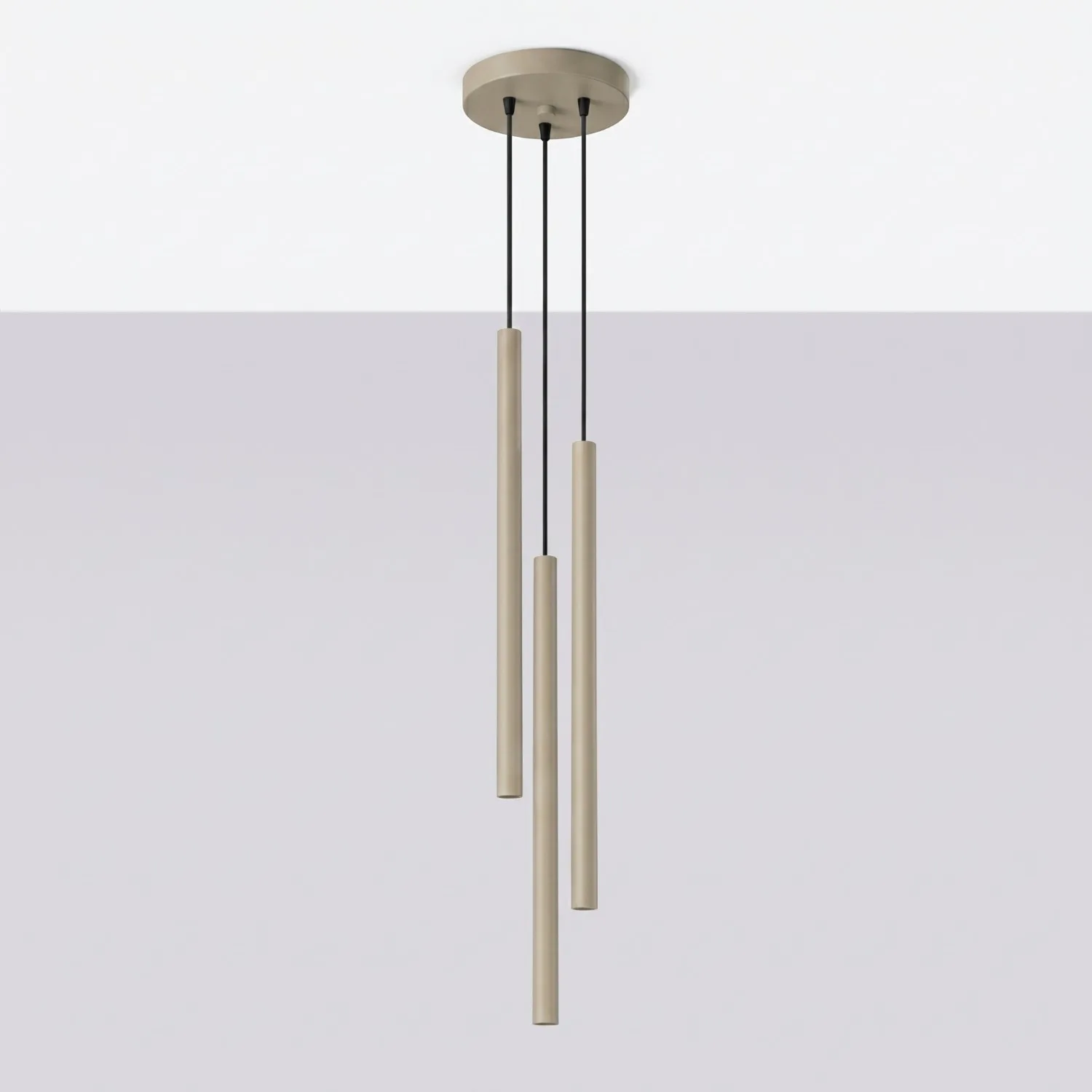 Pastelo 3-Light Cylinder Pendant Cluster - Taupe Cylinder & Pendant Clusters Great Lighting UK Ltd