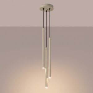 Pastelo 3-Light Cylinder Pendant Cluster - Taupe Uncategorized Great Lighting UK Ltd