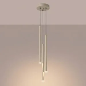 Pastelo 3-Light Cylinder Pendant Cluster - Taupe Cylinder & Pendant Clusters Great Lighting UK Ltd