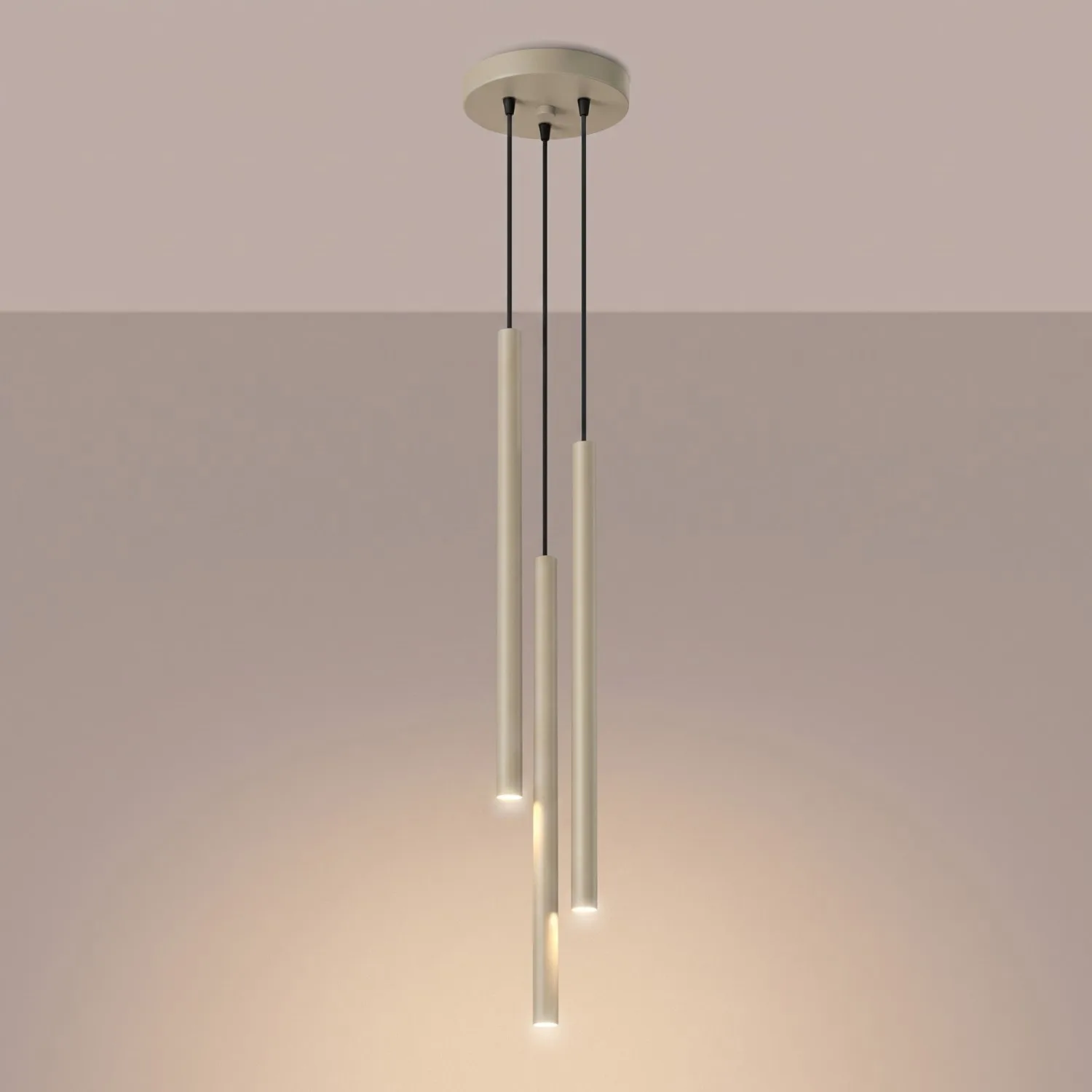 Pastelo 3-Light Cylinder Pendant Cluster - Taupe Cylinder & Pendant Clusters Great Lighting UK Ltd