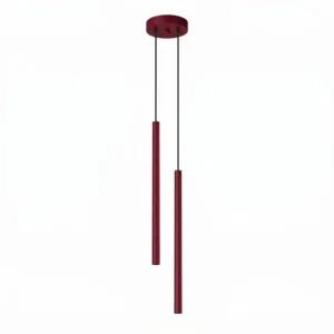 Pastelo Twin Cylinder Pendant Light - Burgundy Cylinder & Pendant Clusters Great Lighting UK Ltd