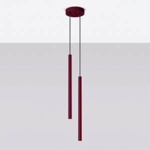 Pastelo Twin Cylinder Pendant Light - Burgundy Uncategorized Great Lighting UK Ltd