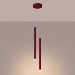 Pastelo Twin Cylinder Pendant Light - Burgundy Uncategorized Great Lighting UK Ltd