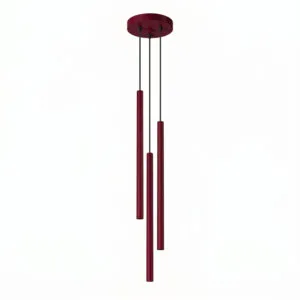 Pastelo 3-Light Cylinder Pendant Cluster - Burgundy Cylinder & Pendant Clusters Great Lighting UK Ltd