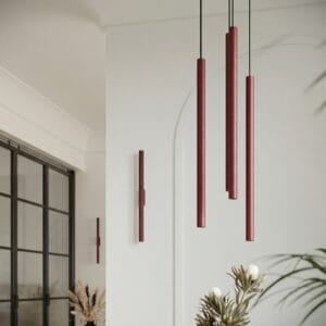 Pastelo 3-Light Cylinder Pendant Cluster - Burgundy Uncategorized Great Lighting UK Ltd