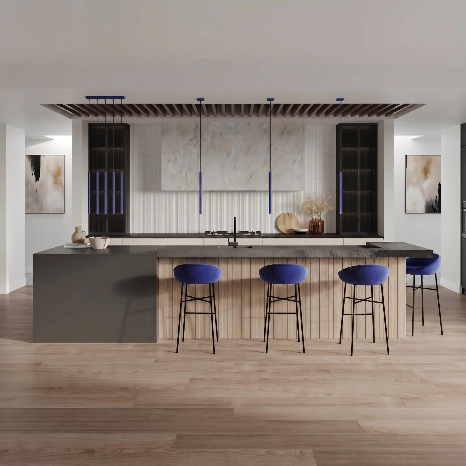 Pastelo Twin Cylinder Pendant Light - Ultramarine Uncategorized Great Lighting UK Ltd
