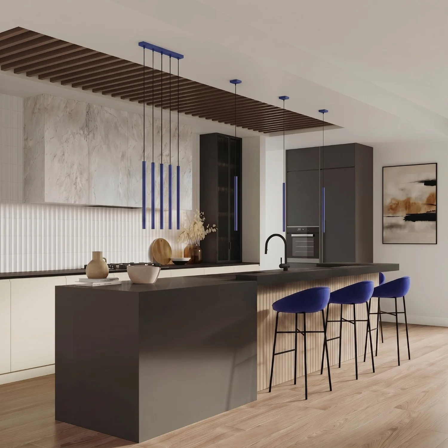 Pastelo Twin Cylinder Pendant Light - Ultramarine Uncategorized Great Lighting UK Ltd