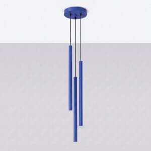 Pastelo 3-Light Cylinder Pendant Cluster - Ultramarine Uncategorized Great Lighting UK Ltd