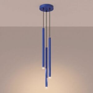 Pastelo 3-Light Cylinder Pendant Cluster - Ultramarine Uncategorized Great Lighting UK Ltd