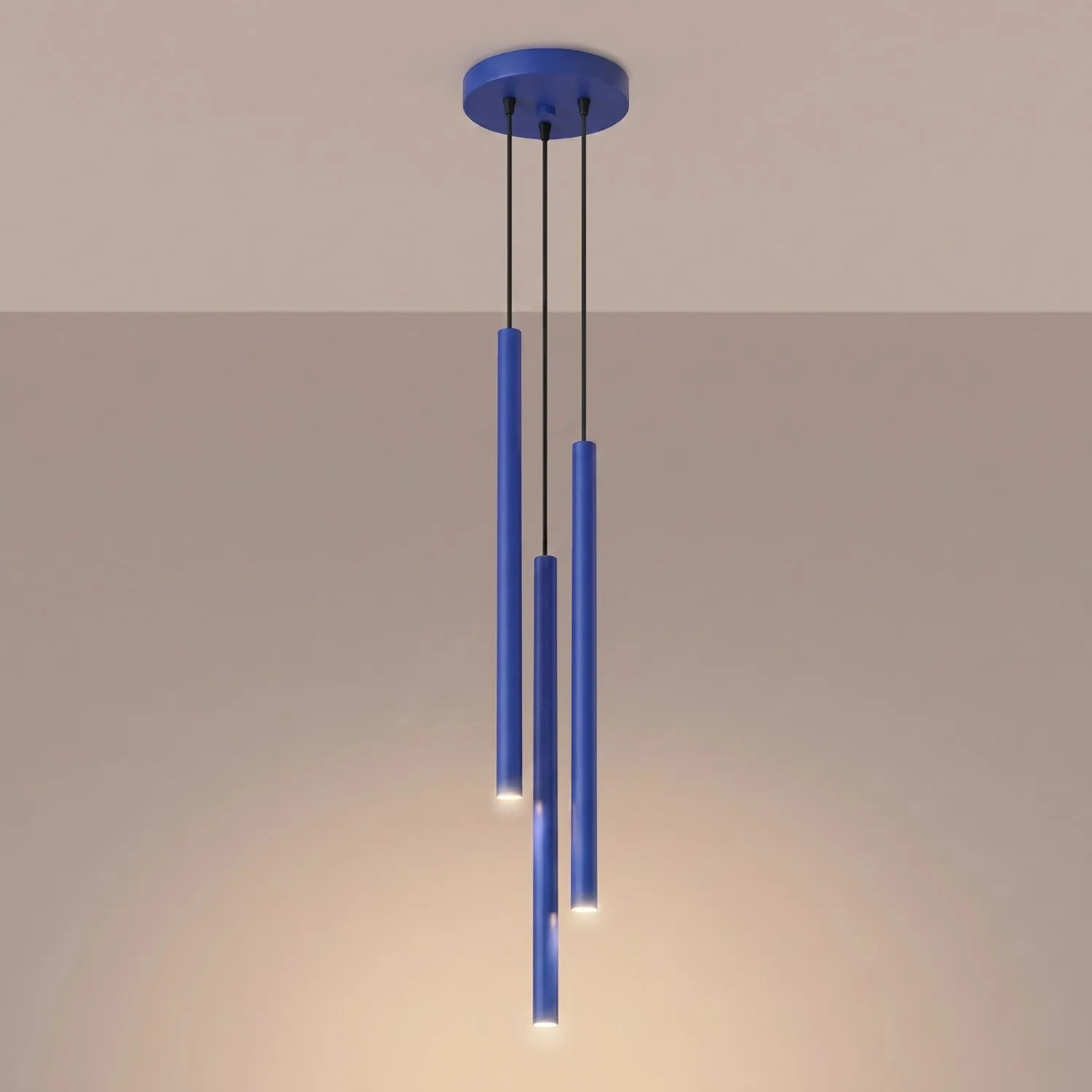 Pastelo 3-Light Cylinder Pendant Cluster - Ultramarine Cylinder & Pendant Clusters Great Lighting UK Ltd
