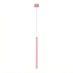 Pastelo Single Cylinder Pendant Light - Pink Bedroom Cylinder Pendants Great Lighting UK Ltd