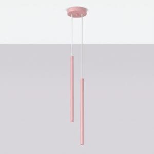 Pastelo Twin Cylinder Pendant Light - Pink Uncategorized Great Lighting UK Ltd