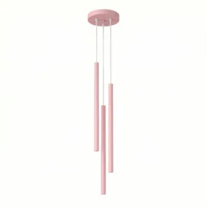 Pastelo 3-Light Cylinder Pendant Cluster - Pink Coloured Pendant Lights Great Lighting UK Ltd
