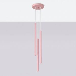 Pastelo 3-Light Cylinder Pendant Cluster - Pink Uncategorized Great Lighting UK Ltd