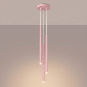 Pastelo 3-Light Cylinder Pendant Cluster - Pink Uncategorized Great Lighting UK Ltd