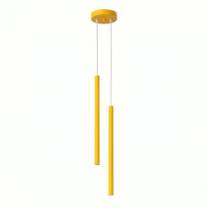 Pastelo Twin Cylinder Pendant Light - Yellow Coloured Pendant Lights Great Lighting UK Ltd