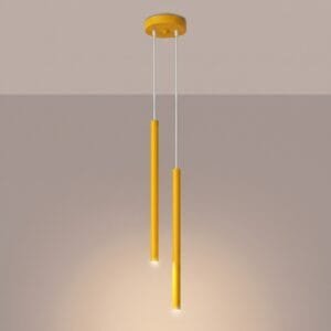Pastelo Twin Cylinder Pendant Light - Yellow Uncategorized Great Lighting UK Ltd
