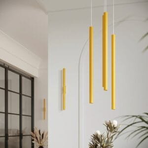 Pastelo 3-Light Cylinder Pendant Cluster - Yellow Uncategorized Great Lighting UK Ltd