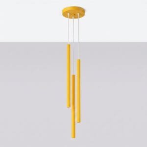 Pastelo 3-Light Cylinder Pendant Cluster - Yellow Uncategorized Great Lighting UK Ltd