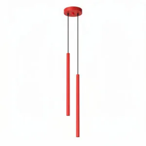 Pastelo Twin Cylinder Pendant Light - Red Cylinder & Pendant Clusters Great Lighting UK Ltd