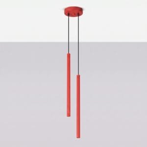 Pastelo Twin Cylinder Pendant Light - Red Uncategorized Great Lighting UK Ltd
