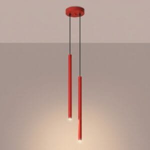 Pastelo Twin Cylinder Pendant Light - Red Uncategorized Great Lighting UK Ltd