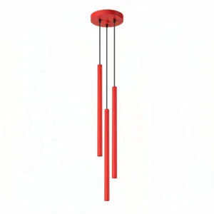 Pastelo 3-Light Cylinder Pendant Cluster - Red Cylinder & Pendant Clusters Great Lighting UK Ltd