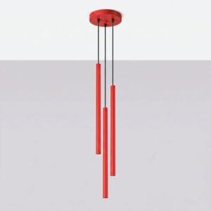 Pastelo 3-Light Cylinder Pendant Cluster - Red Uncategorized Great Lighting UK Ltd