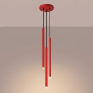 Pastelo 3-Light Cylinder Pendant Cluster - Red Uncategorized Great Lighting UK Ltd