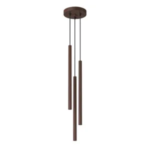 Pastelo 3-Light Cylinder Pendant Cluster - Brown Cylinder & Pendant Clusters Great Lighting UK Ltd