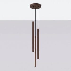 Pastelo 3-Light Cylinder Pendant Cluster - Brown Cylinder & Pendant Clusters Great Lighting UK Ltd