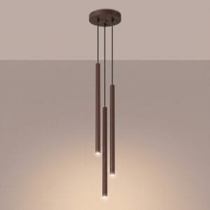 Pastelo 3-Light Cylinder Pendant Cluster - Brown Cylinder & Pendant Clusters Great Lighting UK Ltd