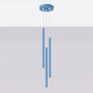 Pastelo 3-Light Cylinder Pendant Cluster - Azure Cylinder & Pendant Clusters Great Lighting UK Ltd
